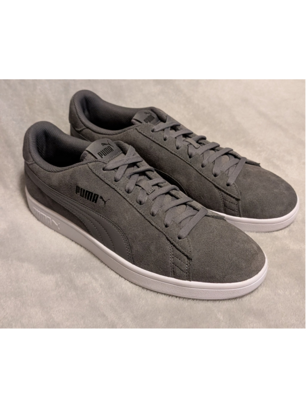 Puma Smash v2 Castlerock Grey Black White Suede US Men's Size 12 P03